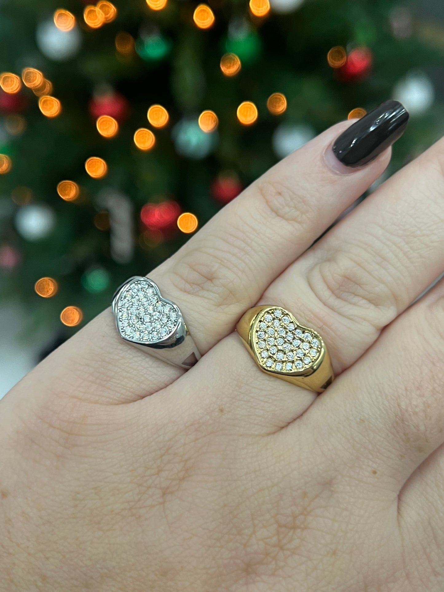 Anello cuore pavè