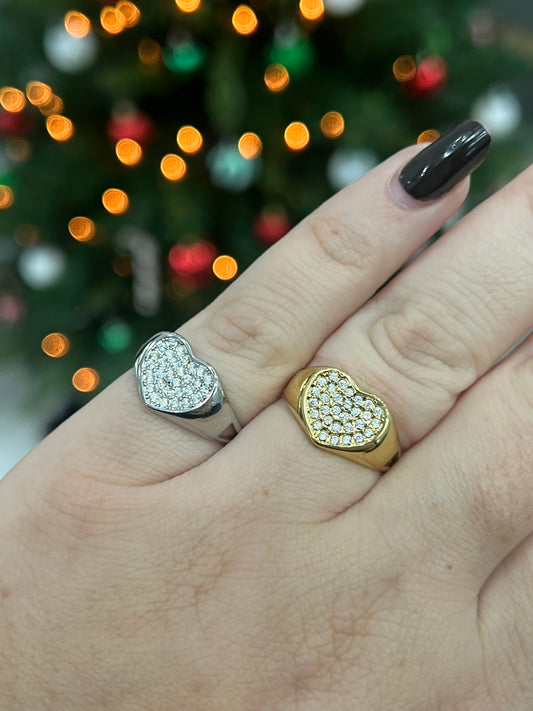 Anello cuore pavè