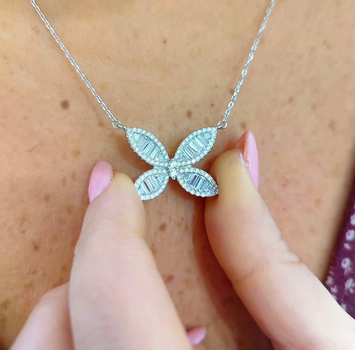 Collana farfalla baguette